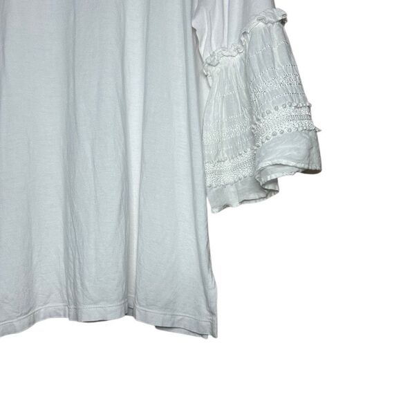 Kobi Halperin White 3/4 Sleeve Spencer Embroidered Top Ruffle Size M Bell Sleeve - Picture 3 of 12
